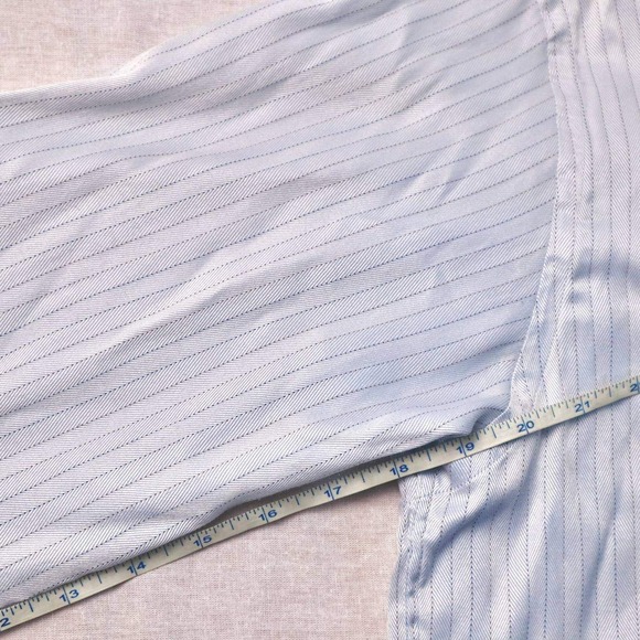 Giorgio Armani Mens Dress Shirt Blue Pinstripe Size 17 33-34 Luxury Button Down - Picture 9 of 9
